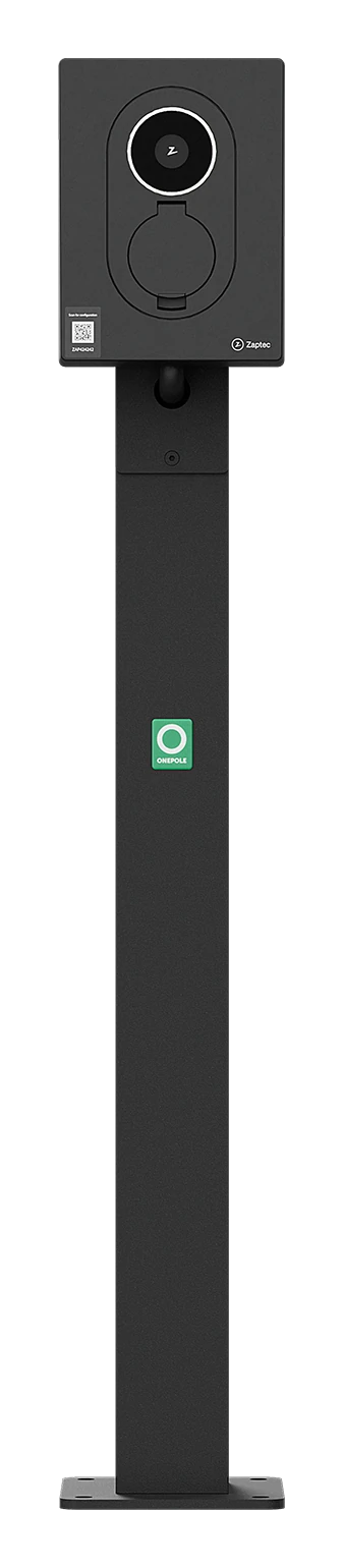 Onepole Lite 1200 paal met Zaptec-laadpaal, vooraanzicht