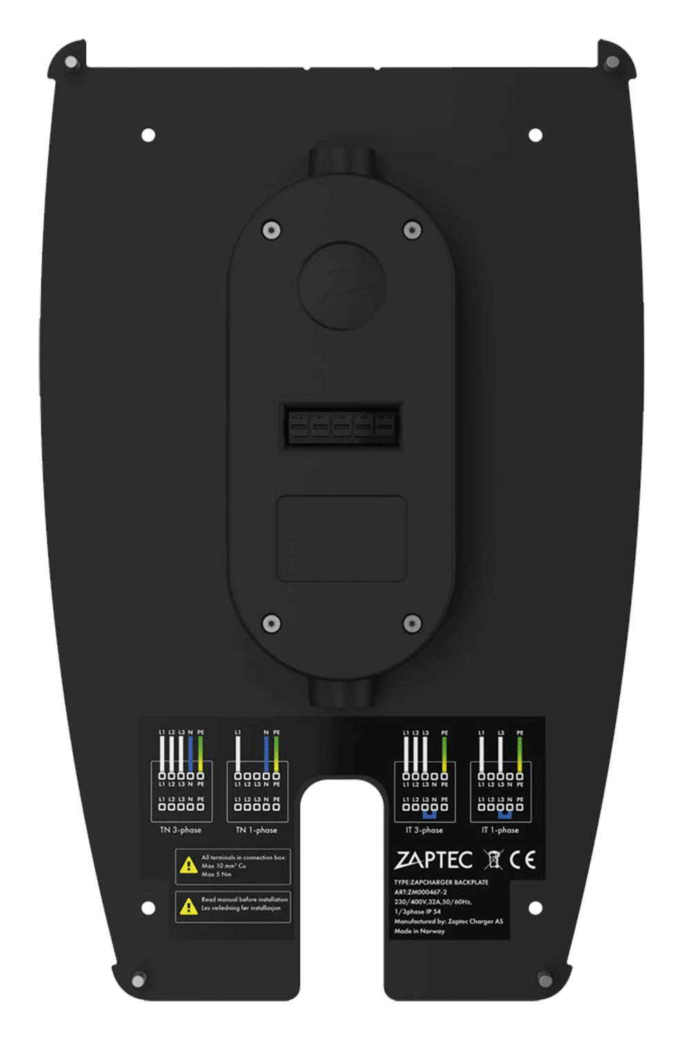 Zaptec Pro backplate met aansluitbox, zwart
