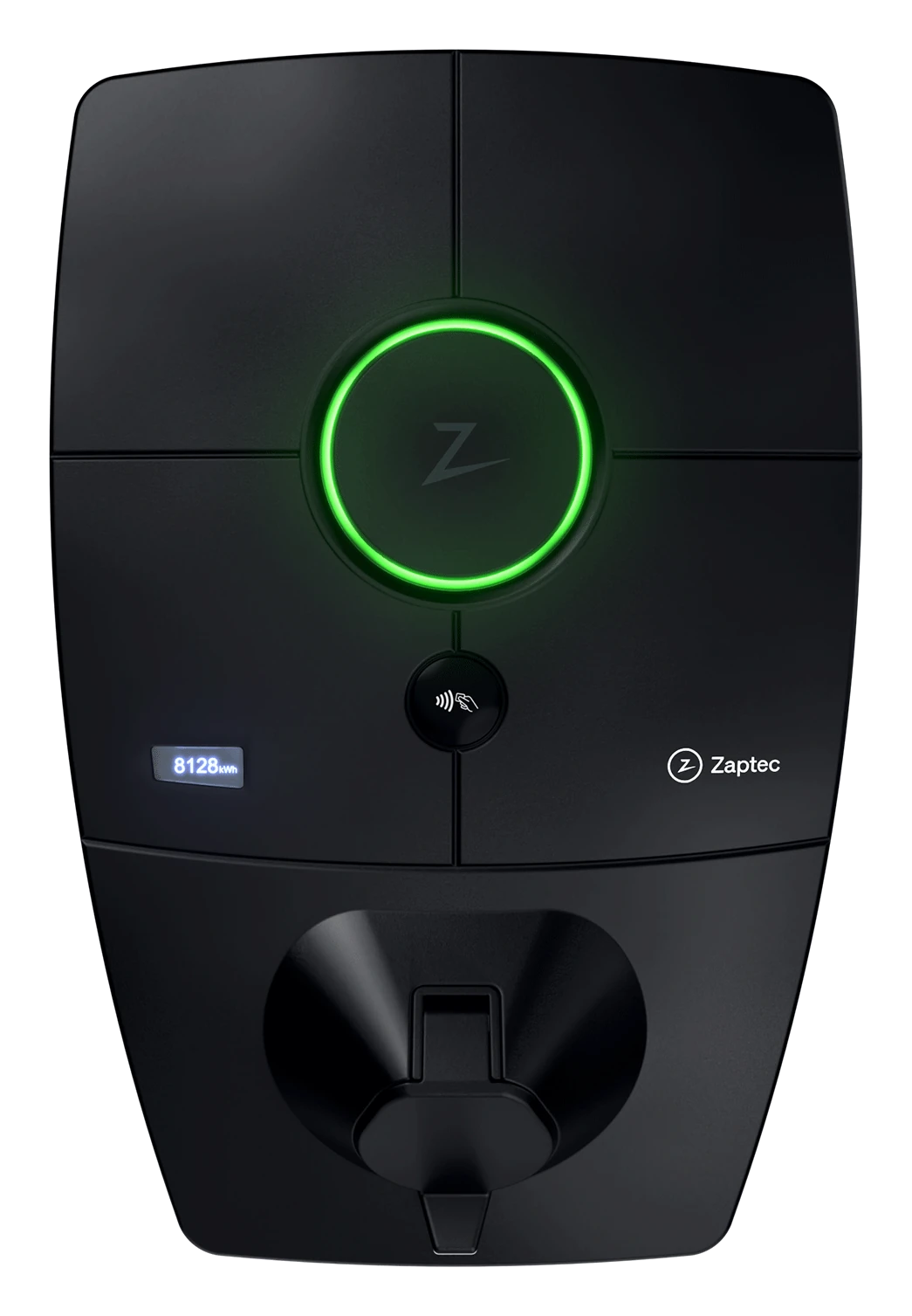 Zaptec Pro met MID-meter en groene statusring, vooraanzicht