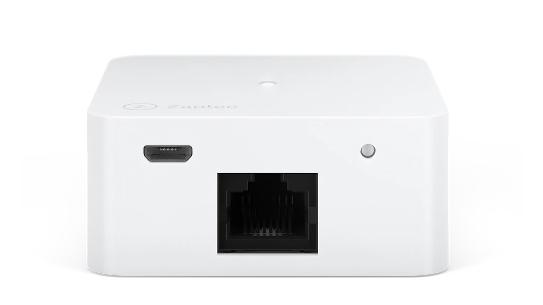 Zaptec Sense P1, wit kastje met RJ45-aansluiting